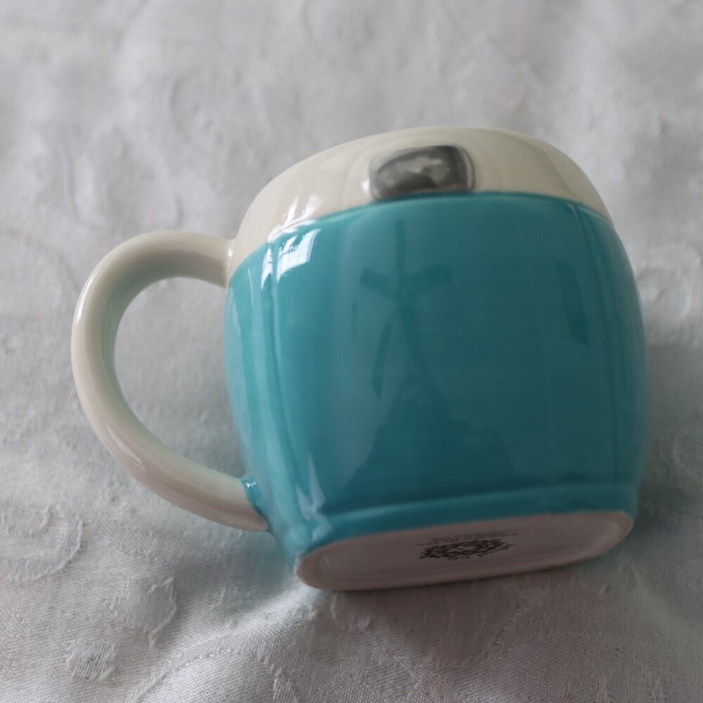 Natural Life Blue Folk Art Vintage Camera Coffee Mug Gold Accents Whimsical - Picture 3 of 12